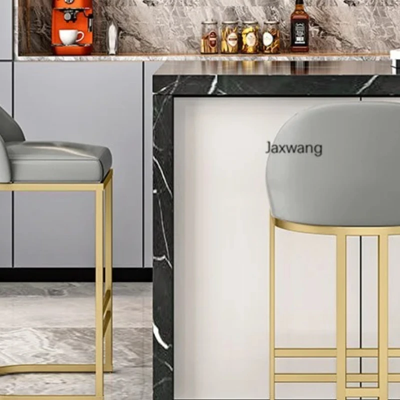 

Backrest Nordic Bar Chairs High Feet Stools Leather Modern Counter Height Chairs Kitchen Bar Stools Taburete Cocina Furniture