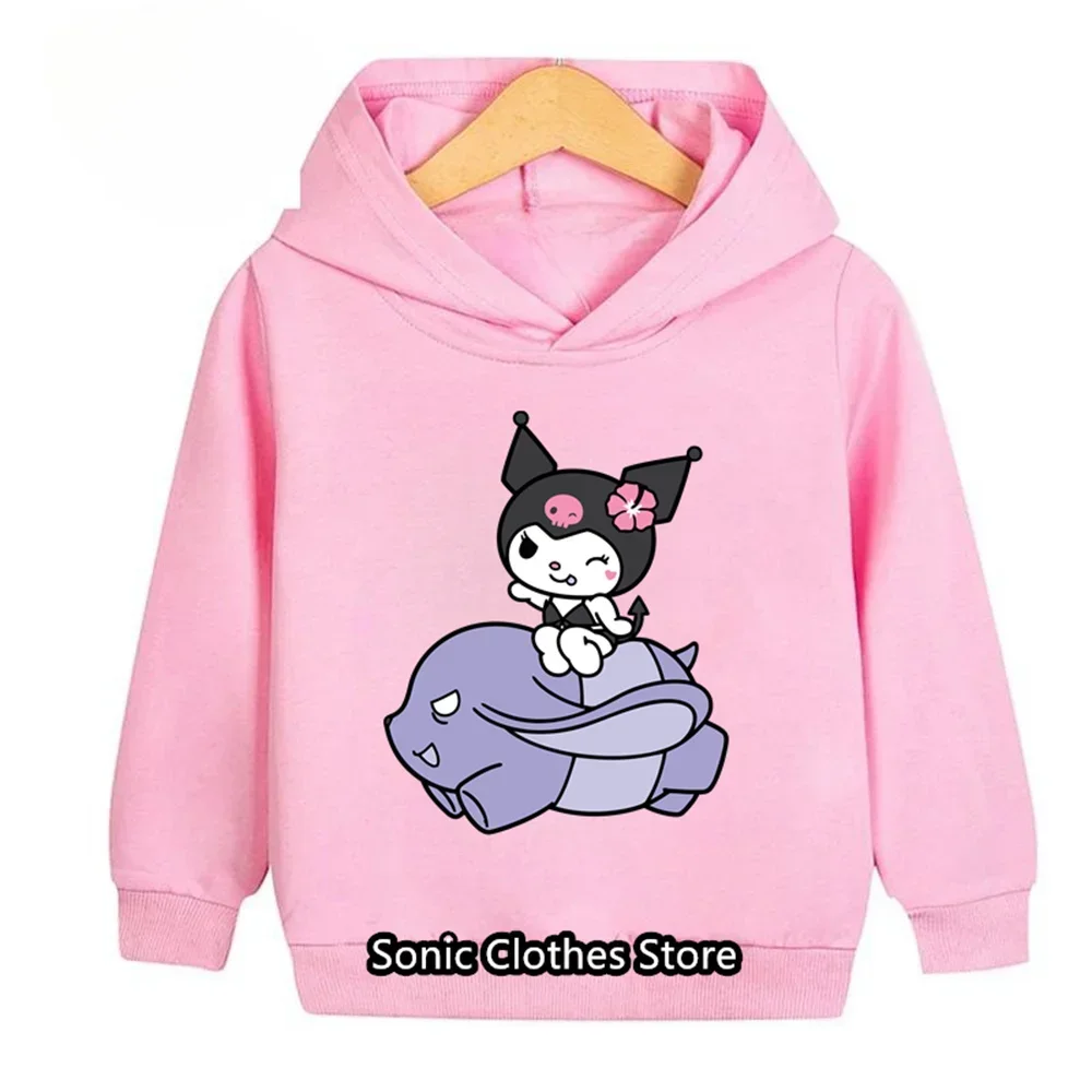 Casual Hoodies Kid Kuromi Japanese Anime Hoodie Children Kuromi Sweatshirt Kids Clothes Tops Boys Girls Tee Baby Sweatshirts