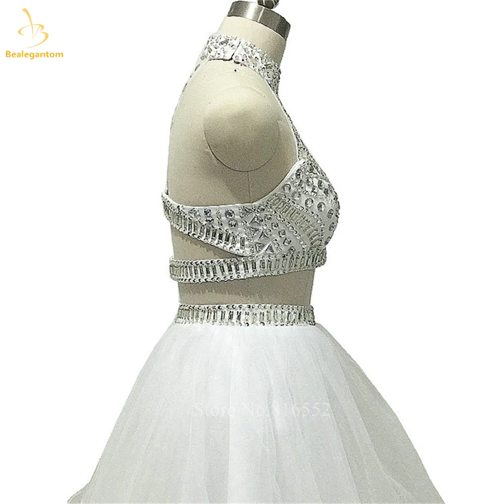 Bealegantom Due pezzi Halter Neck Abiti corti da ritorno a casa Perline Paillettes Prom Party Abito da cocktail Abiti De Graudation QA594