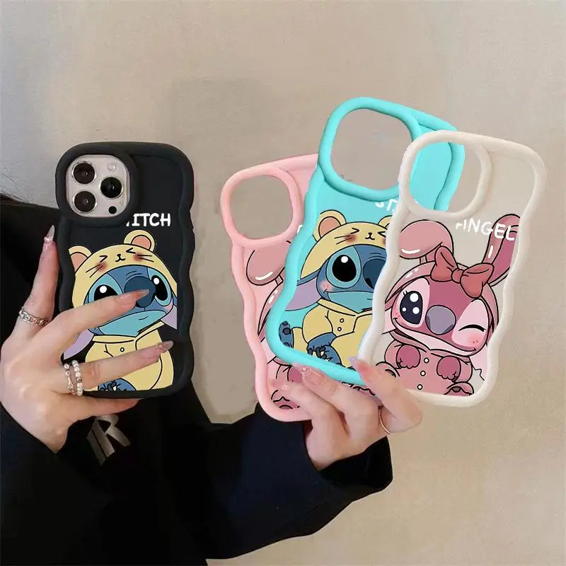 Cute Stitch Couple Case For Realme C61 C63 C51 C53 C55 C65 C67 C35 C33 C30 C21Y C25Y C20 C15 10 11 12 Pro Plus 5 9i A78 A79