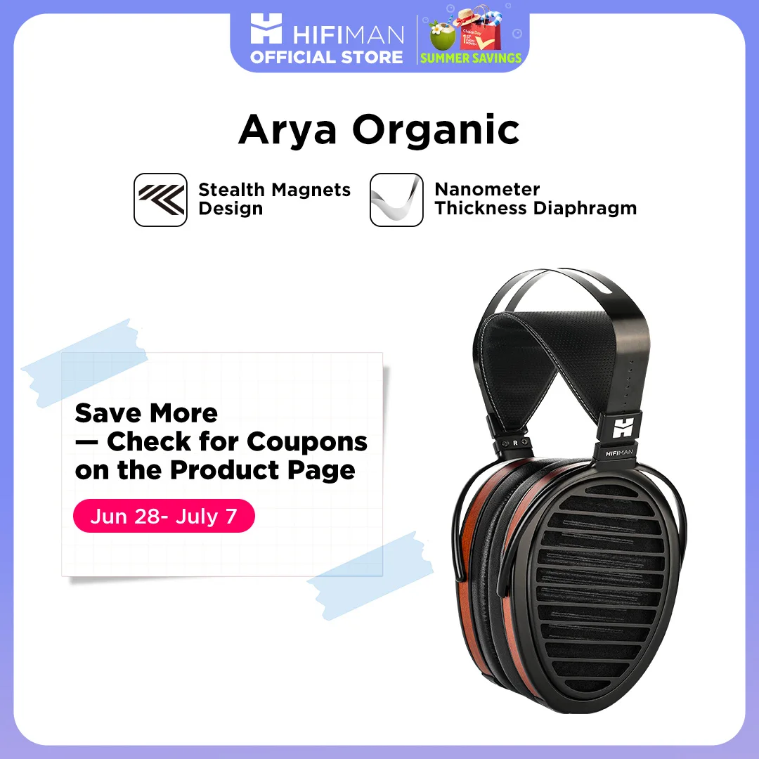 Auriculares Hifiman Arya Organic De Tamaño Completo, Abiertos, Con Imán Magnético Plano, Para Audiófilos, Uso En Casa Y Estudio — -51%, 925.91€ Coupon, from 854.69€ – 51% descuento – €854.69