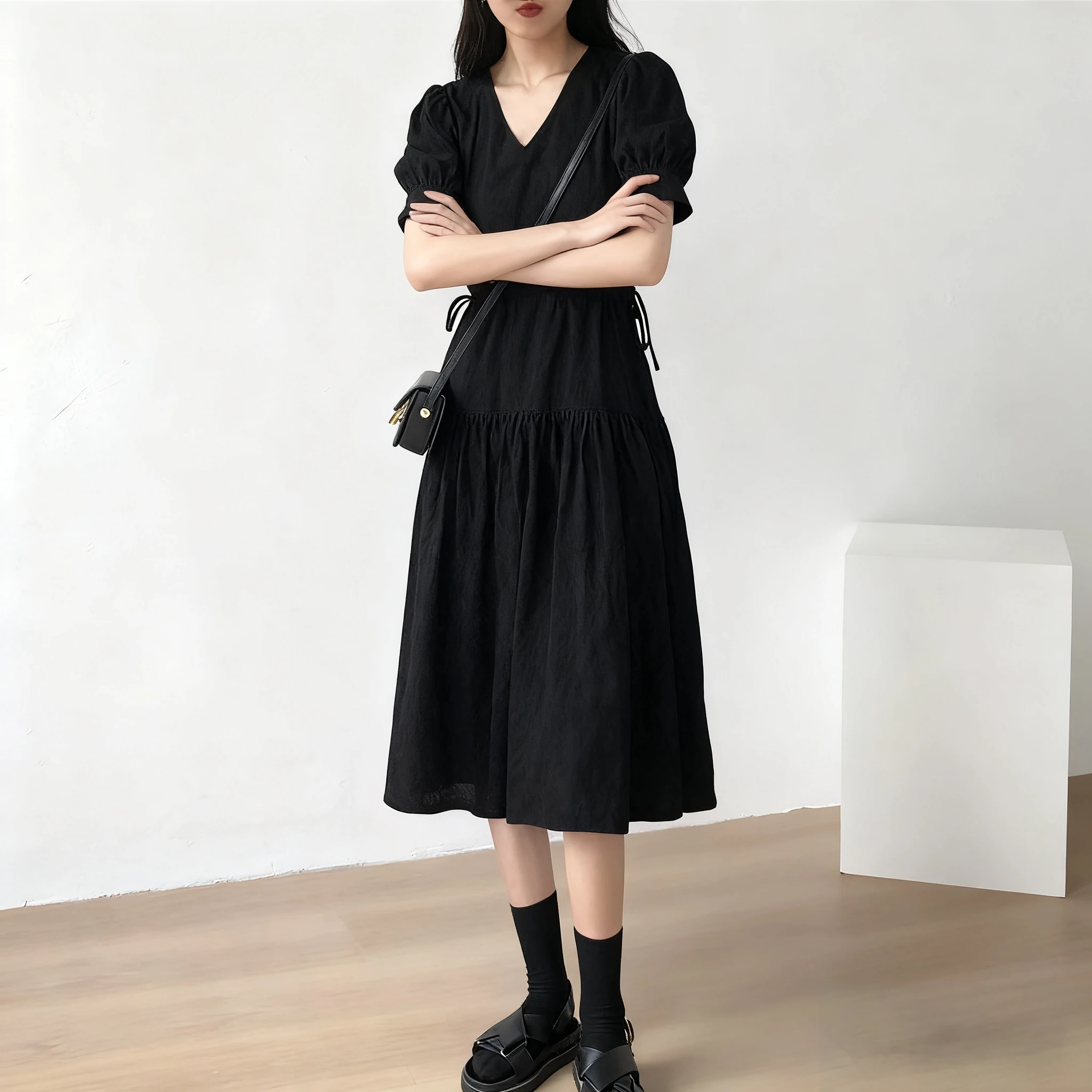 Dresses Short Sleeved Womens Mother Of The Bride Summer Rayon Elastic Suspender Halterneck Crisscross Waistless Patterned Street