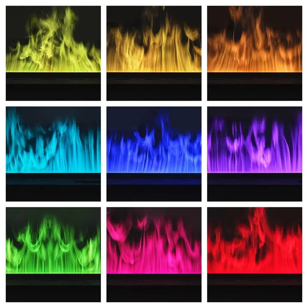 Elektrische open haard 3D-damp Afstandsbediening Meerkleurig Verneveling Vlammen Realistische LED Sfeerverwarming Thuis Woonkamer