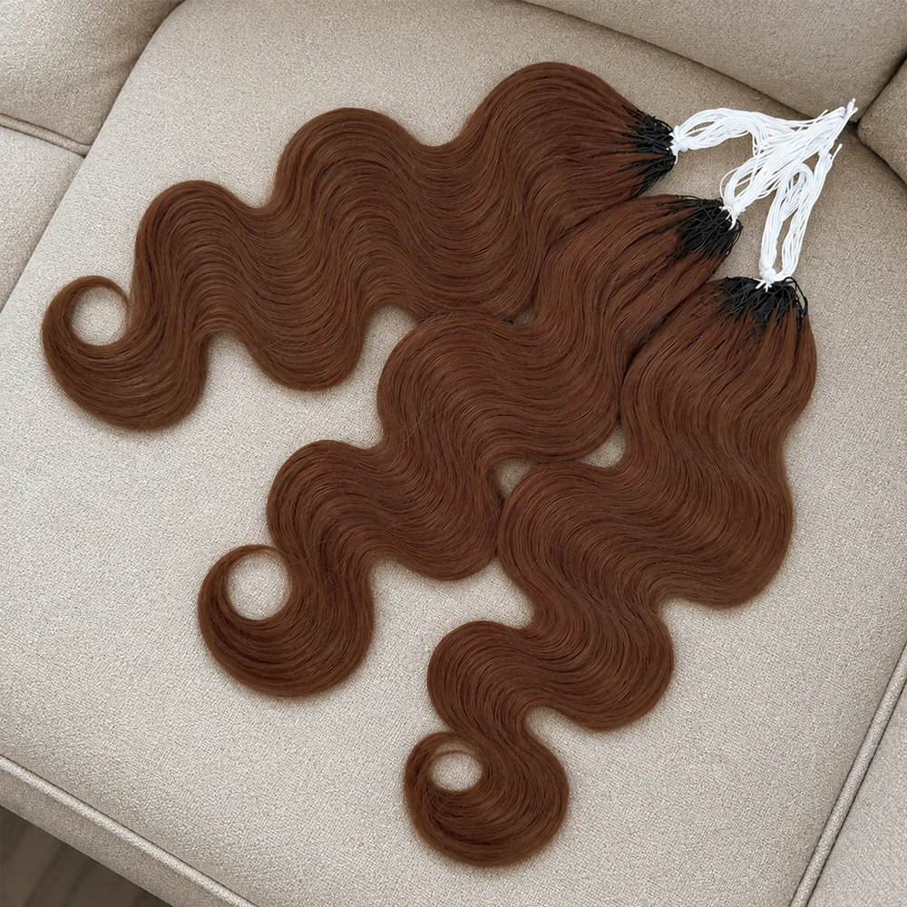 Human Hair Wigs - شعر بشري بني طبيعي بدون عقد،