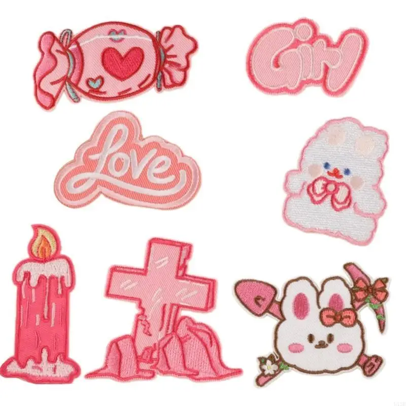 7Piece Cartoon Theme Letter Patches Embroidery Applique for Craft Project Decors