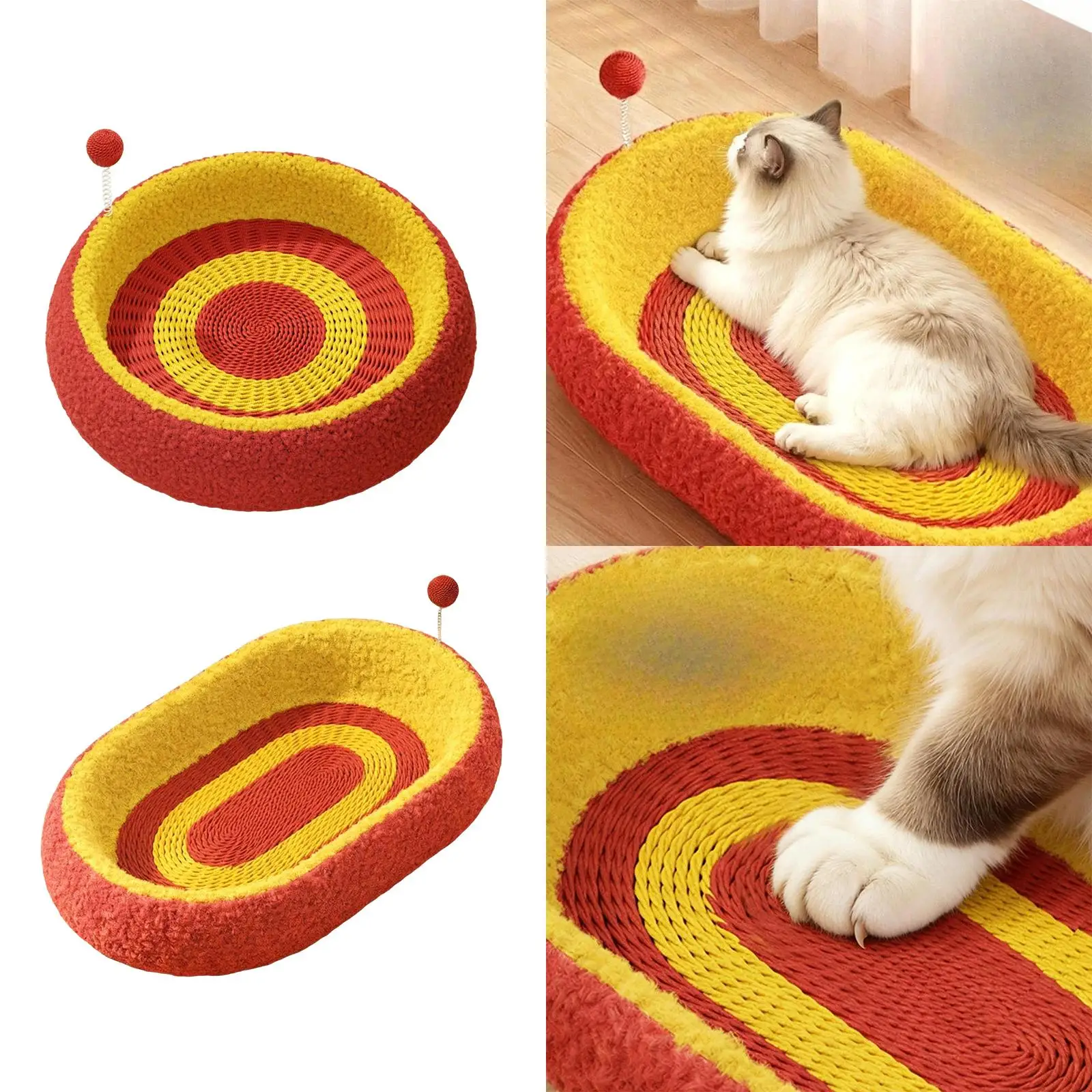 

Многофункциональная лежанка-когтеточка для кошек с шариком: простая в уходе, просторная, для игр, развлечений и тренировок