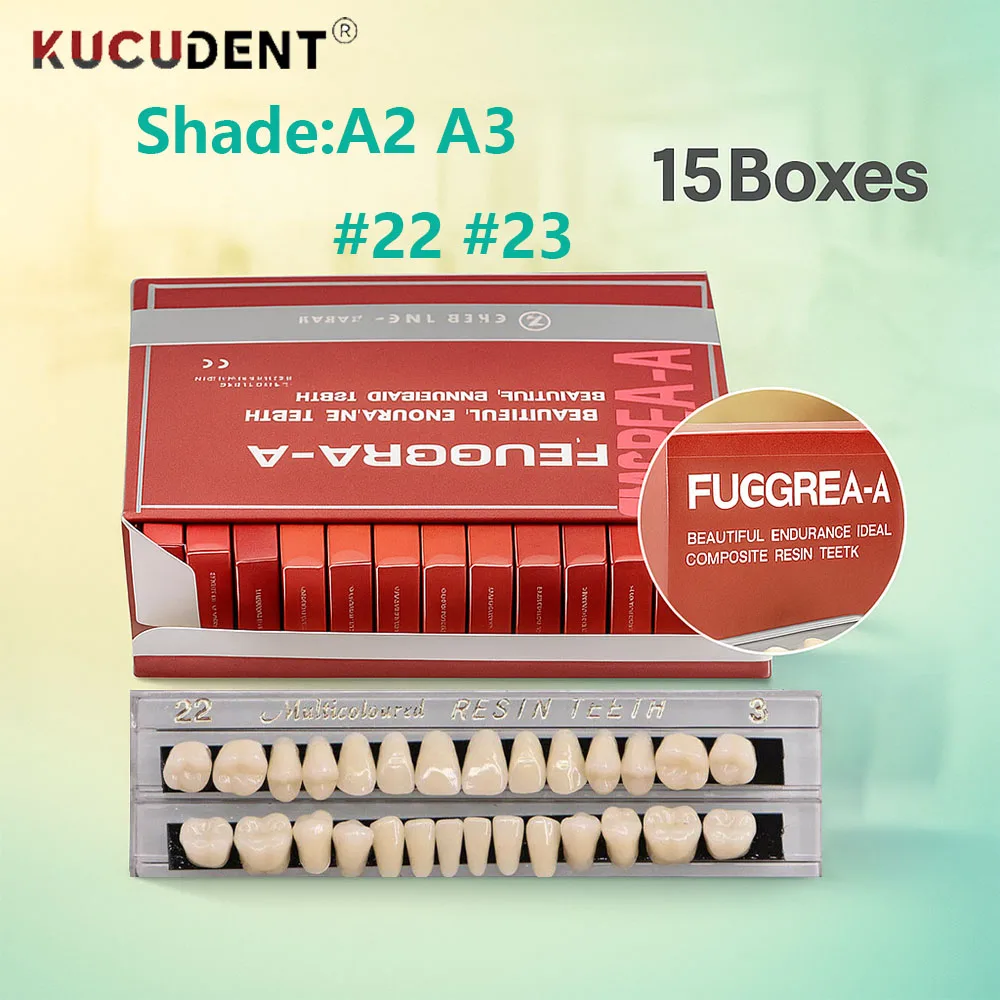 15セット樹脂義歯a2-a3シェードガイドカラーコンパレーターミラー歯科医コールドライト歯ホワイトニング歯科プレート研究