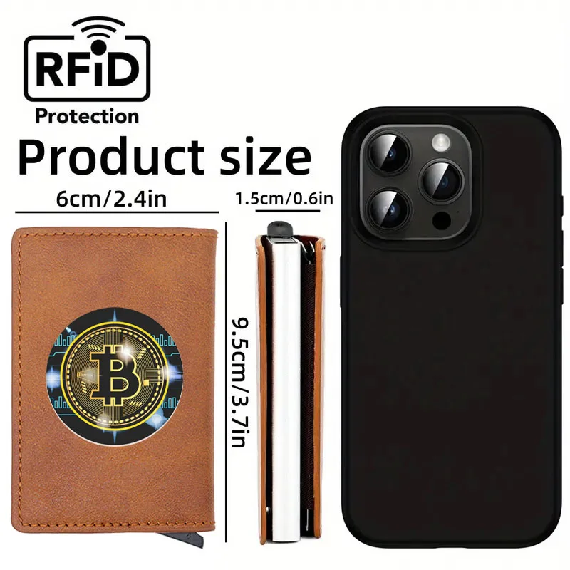 Vintage Bitcoin Sign Cover Rfid Credit Card Holder Men Wallets Bank Cardholder Case Small Slim Thin Mini Women Wallet