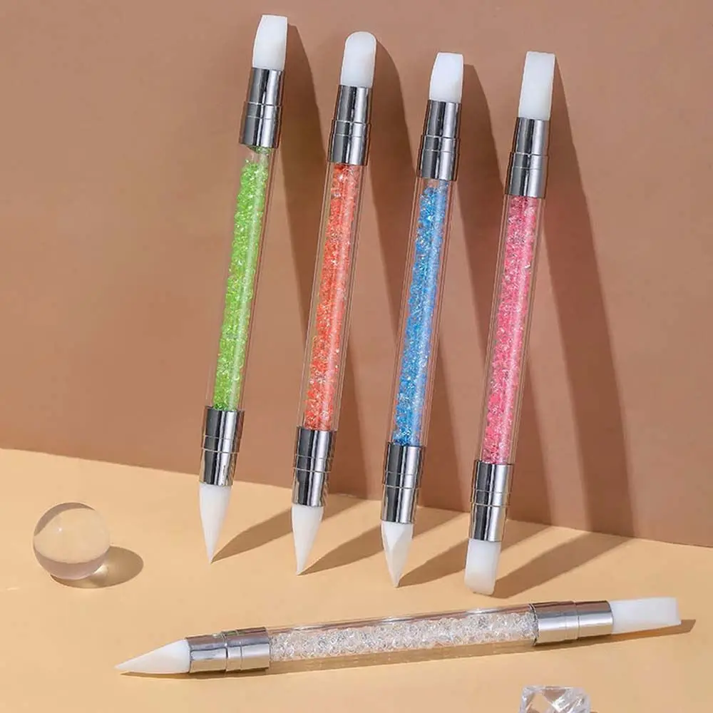 

Dual-Ended Silicone Head Carving Dotting Pen Nail Art Brushes Rhinestone Crystal Handle Tool For DIY Gel Manicure Tools