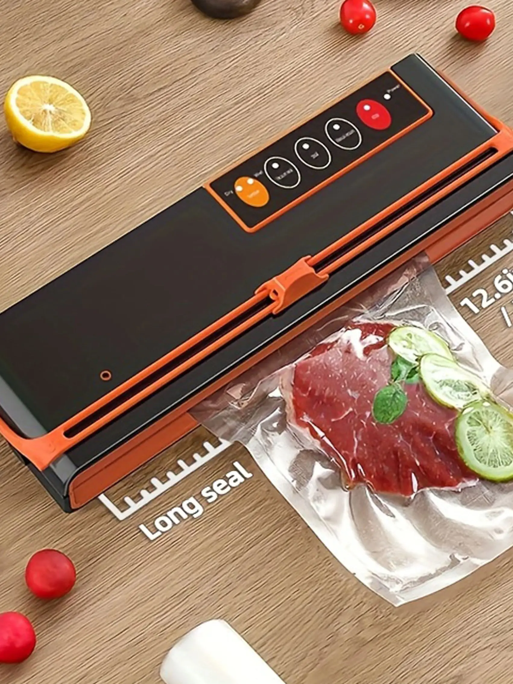 AGASHE vacuum sealing machine, home kitchen food preservation, with roll groove and cutting knife, dry and wet food mode