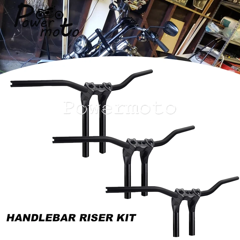 Motorcycle Straight / Pullback Handlebar Risers Kit Club Thug Style Handlebar Top Clamp 1