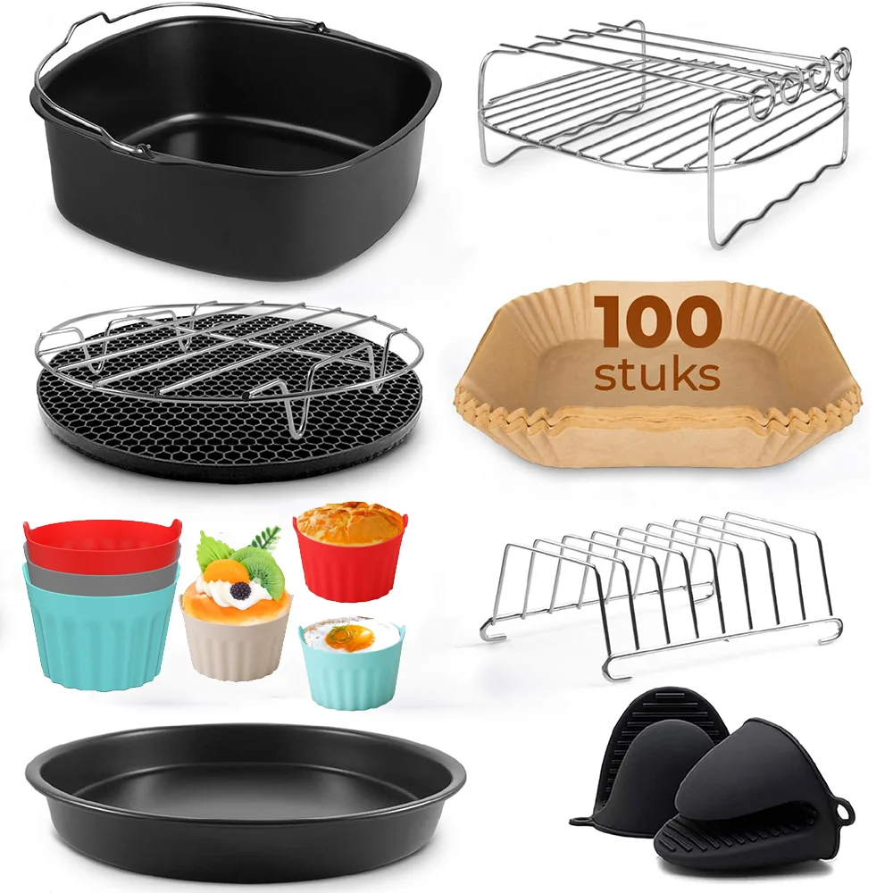 Juego de accesorios para freidora de aire XL y XXL para Phils,Cosori 5.5L,Ninja,Cecotec,Tefal,Princesa Papel para freidora de aire sin BPA