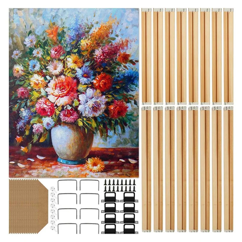 2 Set DIY Solid Wood Canvas Frame Kit, 16X20 Inch Canvas Frame Stretcher Bars Wood For Oil Paintings, Prints And Posters Durable