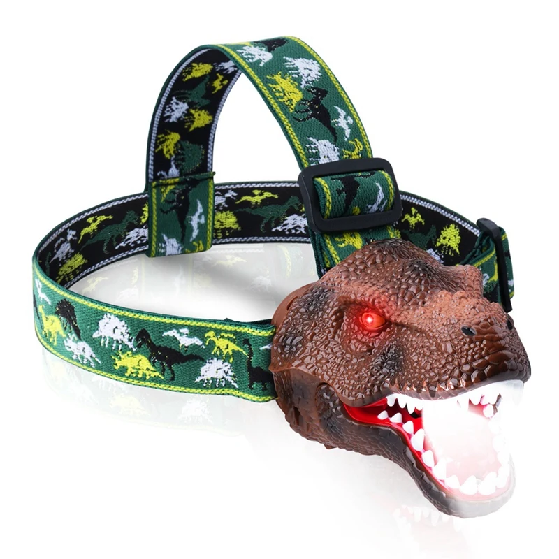 Dinosaur Headlamp Kids Flashlight Rechargeable LED Headlight Roaring And Silent Mode,T-Rex Toy,Camping Gear