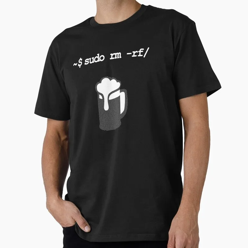 sudo rm -rf Don’t drink and root Linux Operating System Graphic T‑Shirt Casual Short Sleeve Tees Geek IT Developer Fan Gift Tops