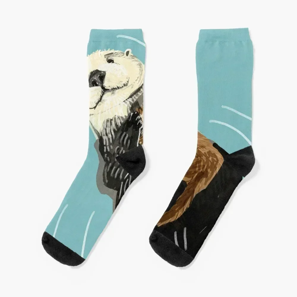 

Alaska sea otter mom and baby Socks designer with print golf Socks Male Women's