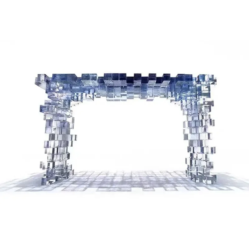 Light luxury acrylic square console table designer living room hallway wall decoration gradient bar  end viewing platform