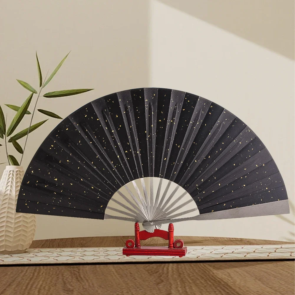Chinese-style Ancient Wind Stainless Steel Fan for Self-defence Tai Chi Metal Folding Fan Kung Fu Craft Home Desktop Ornament