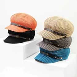 Japanese Cotton And Linen Octagonal Hat Women's Summer Thin Peaked Cap Korean Version Of The British Belt Breathable Beret