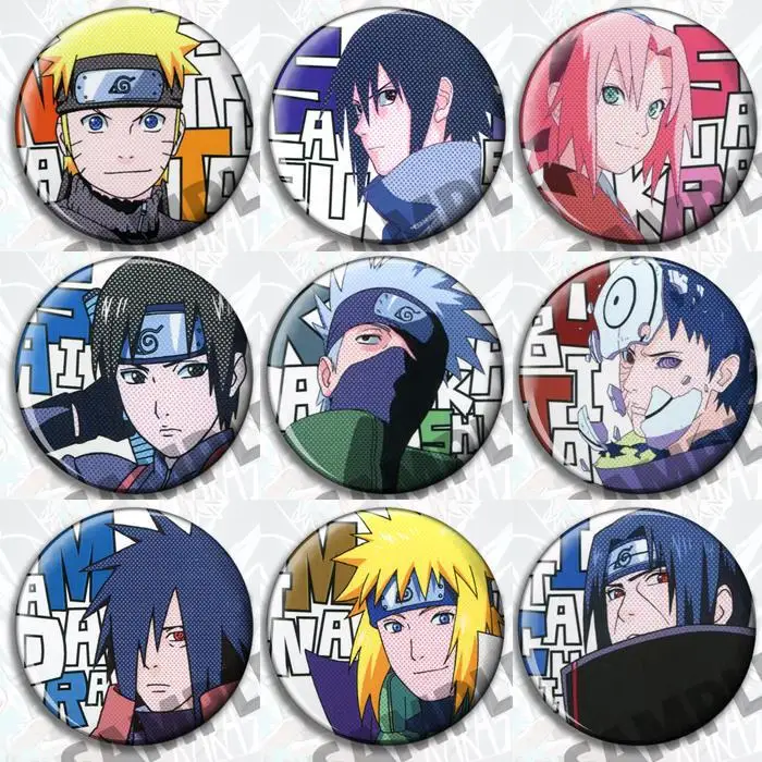 Naruto Anime insignia Pin Set Itachi Uchiha Madara Sasuke Kakashi Obito Minato llavero accesorios regalo coleccionable para Fans