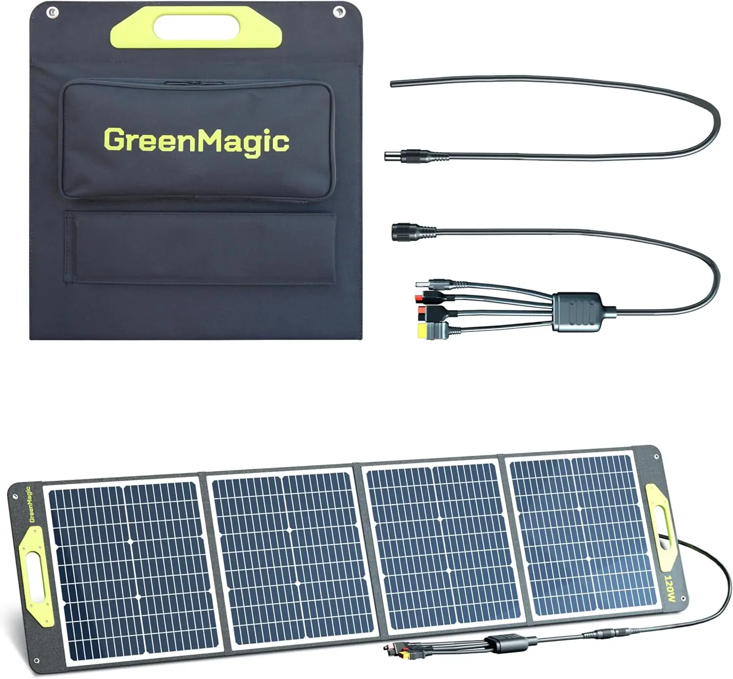 120W Portable Solar Panel, Greenmagic Foldable 120W Solar Panel 19V For Outdoor Camping Rv Home, Ip67 Waterproof With An