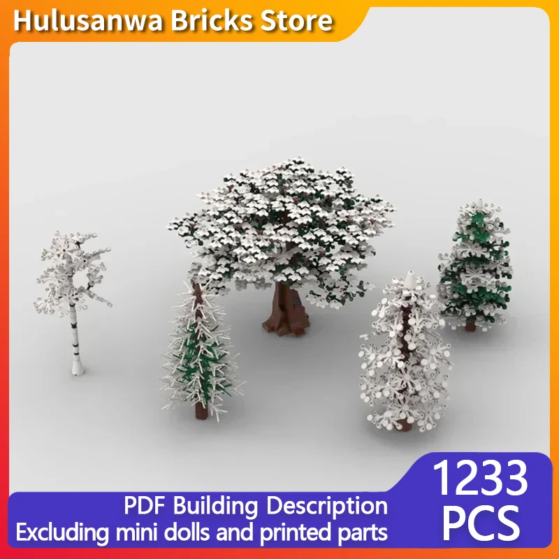 City Street View Model MOC Building Bricks Forest Winter Tree Bundle Modular Technology Gift Holiday Assemble Children Toys Suit