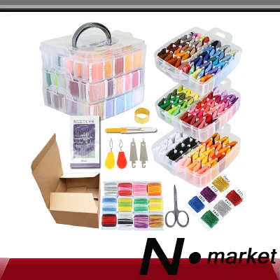 

192 colors 3-layer Box set Sewing kit Thread Needle Combination Clothes Cross Stitch Embroidery Thread Metal Thread Woven Suit