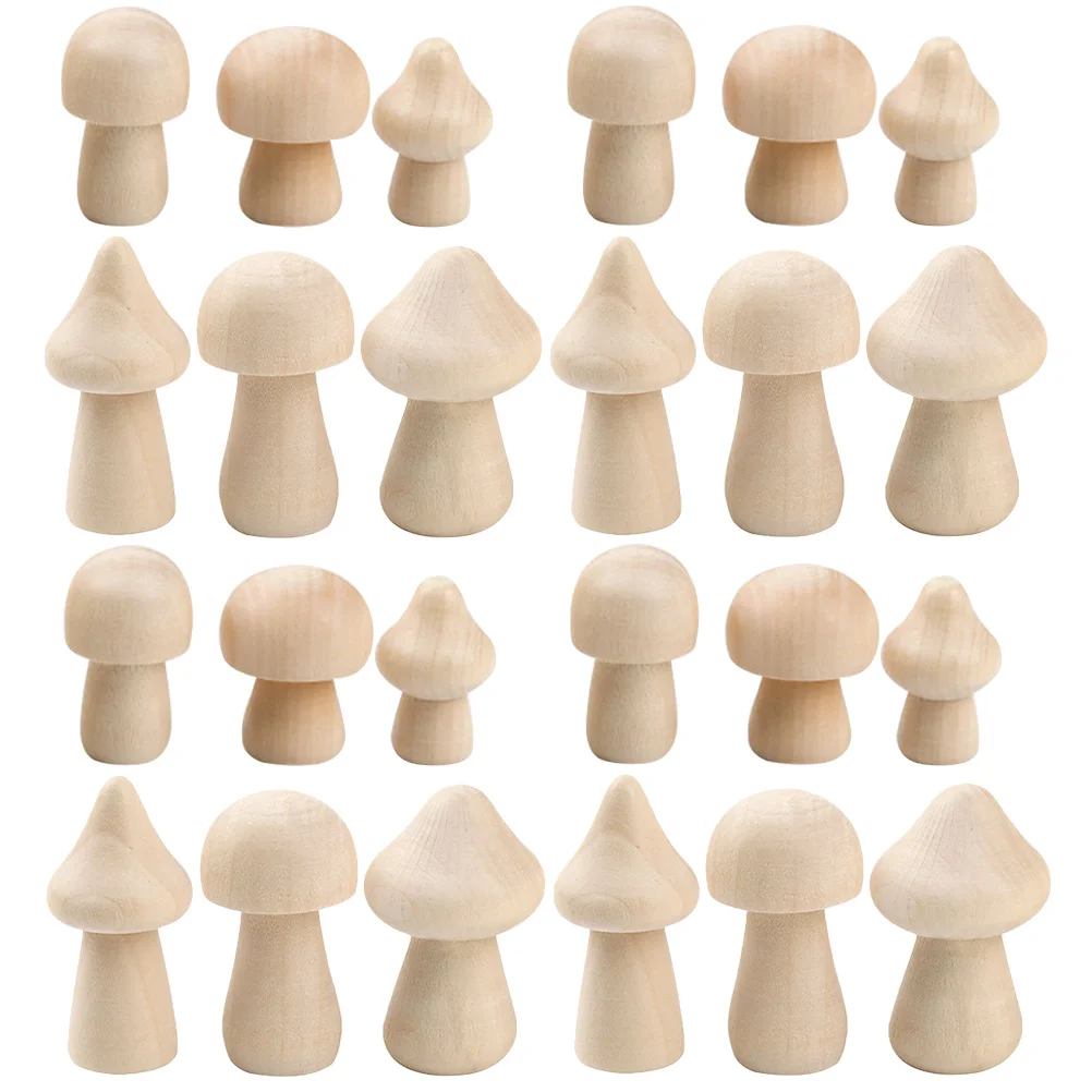 

60pcs Decorative Mini Figurines Unfinished Wooden Mushrooms Diy Craft Kits For Kids Adults Painting Wood Decor Blank Mushroom