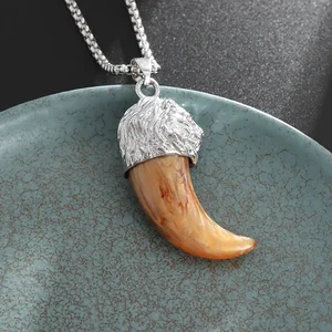 Prädiente Collana Con te di lupo in Cuckold di Buffalo und Leone Con Ciondolo Gioelli Punk aus Uomo in Pietra, Collana Con Bestia Indiana 12 Hauptverkäufe Buzios für Halsketten - №11