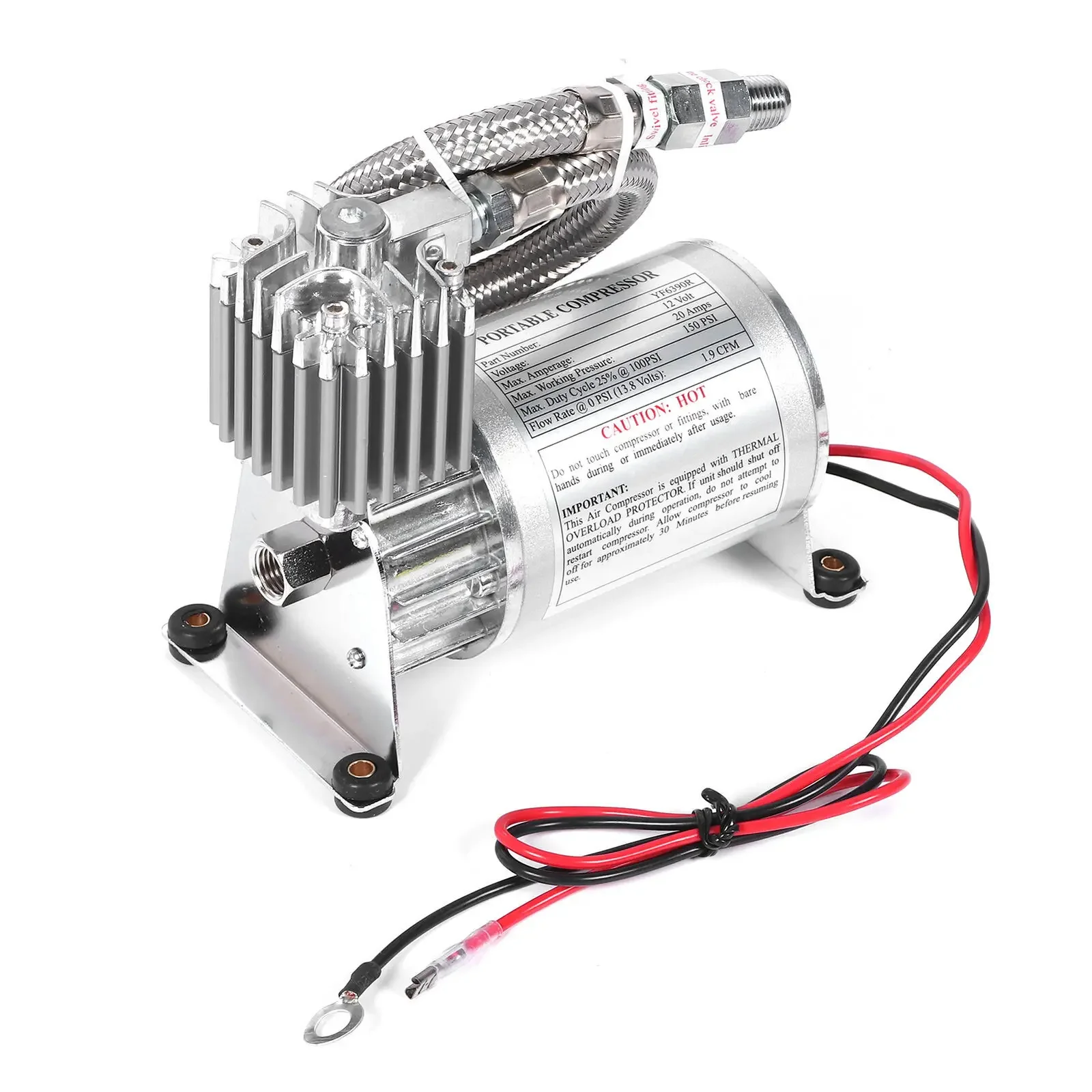 12V Car Air Compressor Suspension Pump 150psi Oil-Free Horn Kit Vehicle Inflator Auto Accessory