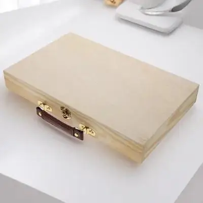 

Портативный деревянный ящик для хранения красок с ручкой и замком, легкий органайзер для художественных принадлежностей, кейс для переноски инструментов для рисования, 1 шт.