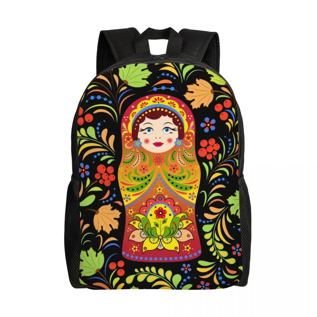 3D Print Russian Babushka Matryoshka Doll Backpacks for Girls Boys College School Travel Bags Men Bookbag Fits 15 Inch Laptop