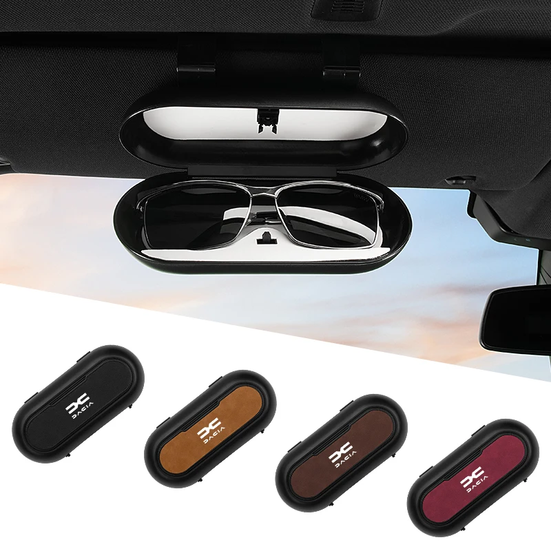 Car Sun Visor Glasses Case Sunglasses Holder Organizer Box For Dacia Logan Duster Sandero Stepway 2021 Largus 1300 Lodgy Mcv 2