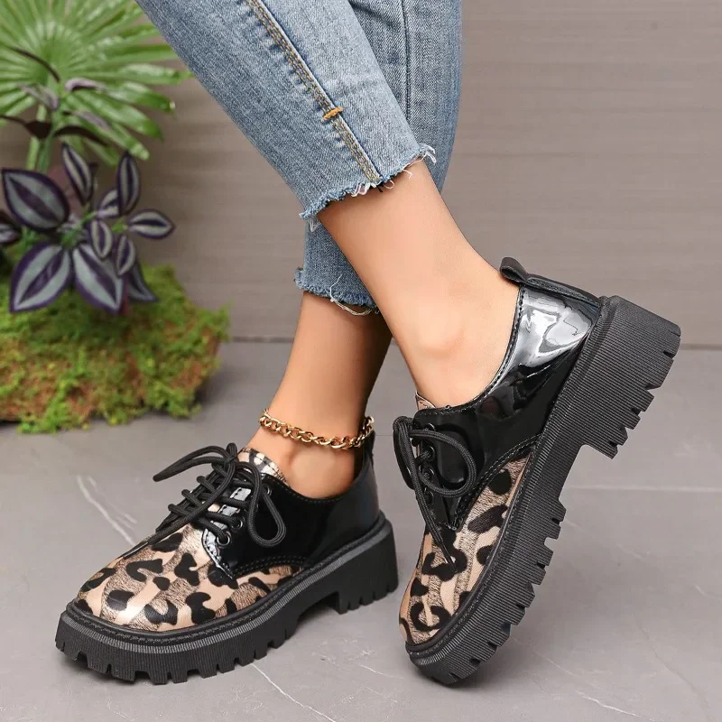 Women's Shoes 2024 Brand Front Lace-up Women's High Heels Fashion Leopard Print Office and Career Hot Sale Plus Size Heels Women