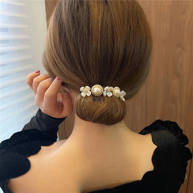 Elegant Pearl Flower Bun Maker Korean Lazy Hair Curlers Styling Accessories Hairpin Hair Braiding Braider Hairgrip Styling Tools