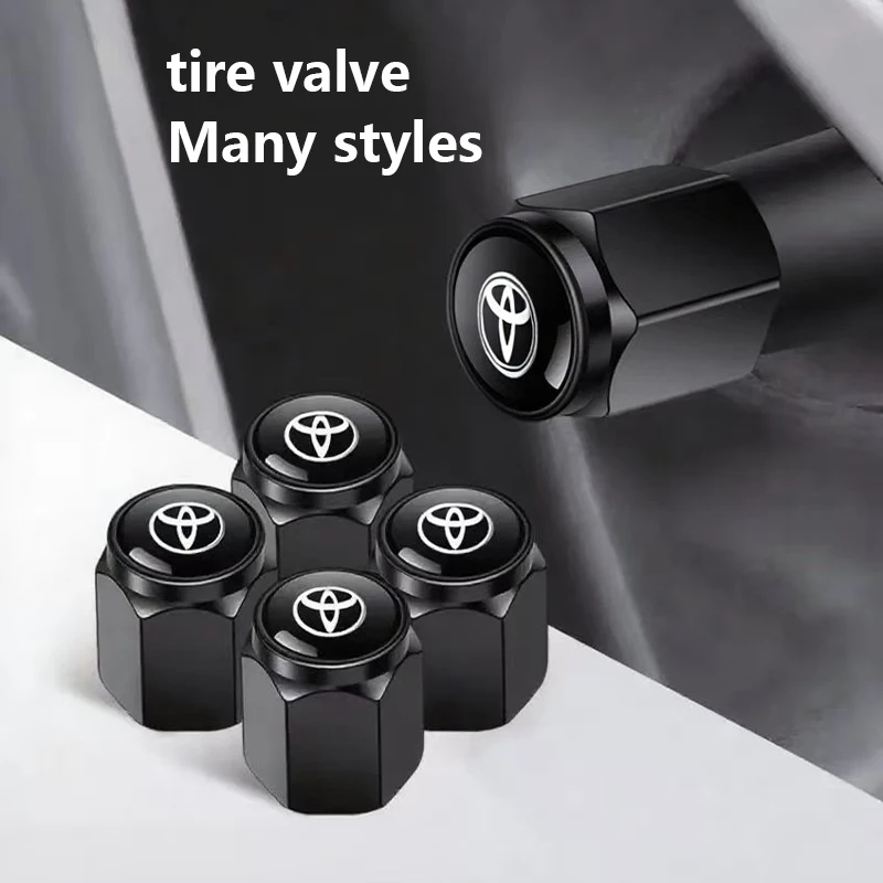 4 قطعة قبعات صمام إطارات السيارة شعار غطاء معدني اكسسوارات لتويوتا GR كورولا يارس Aygo بريوس RAV4 كراون CHR كامري أوريس TRD
