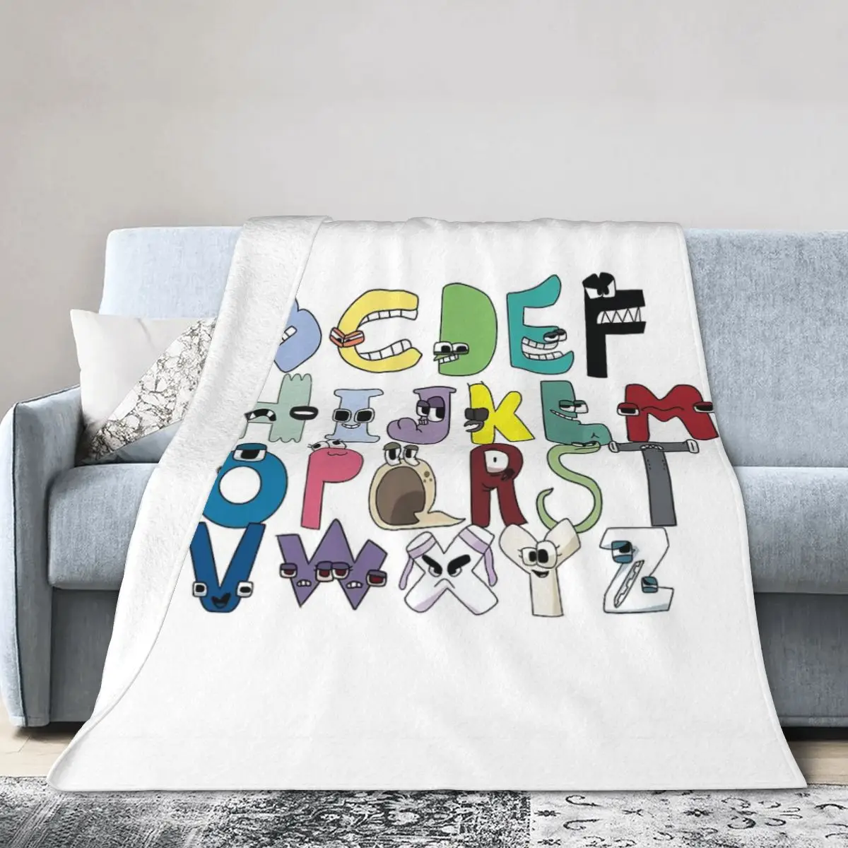 Alphabet Lore Latter A-Z Blankets Soft Warm Flannel Throw Blanket Cover for Bed Living room Picnic Travel Home Couch