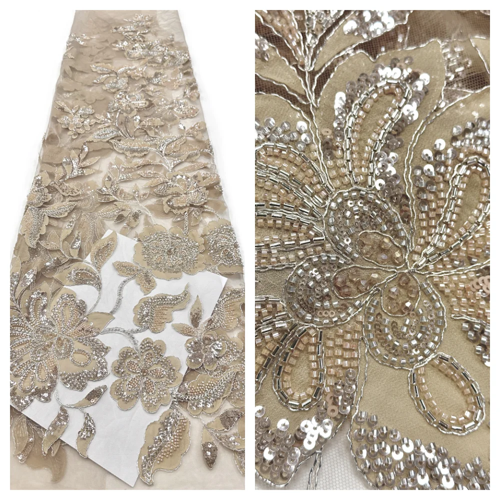 Newest Guipure Cord Lace Nigerian Water Soluble Embroidered sequins Lace For Women Wedding Traditional Garment Dresses Sewing