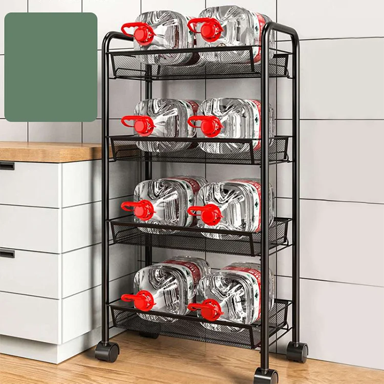 Kitchen Floor Storage Rack Hand Push Wheel Multi-layer Removable Small Cart Rack Vegetables Storage Basket Shoe CD Storage Rack