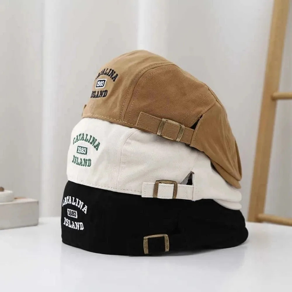 

Fashion Y2k Beret Hat Adjustable Letter Embroidery Newsboy Cap Cotton Breathable Flat Cap