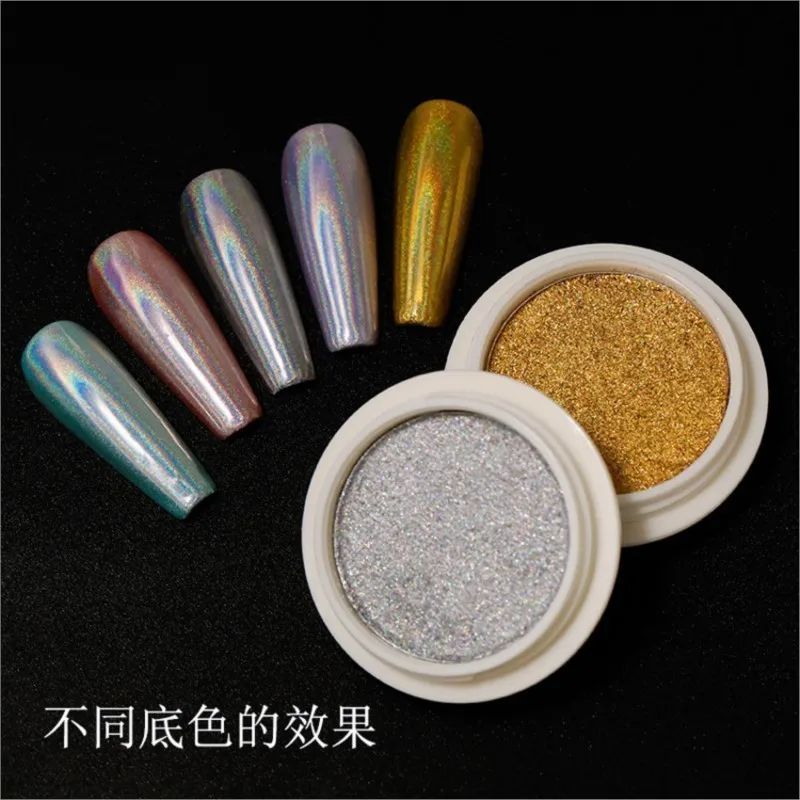 1 scatola di polvere per unghie glitterata a specchio magico solido, pigmenti cromati olografici, gel antipolvere, accessorio per manicure, effetto specchio, decorazione per unghie fai da te