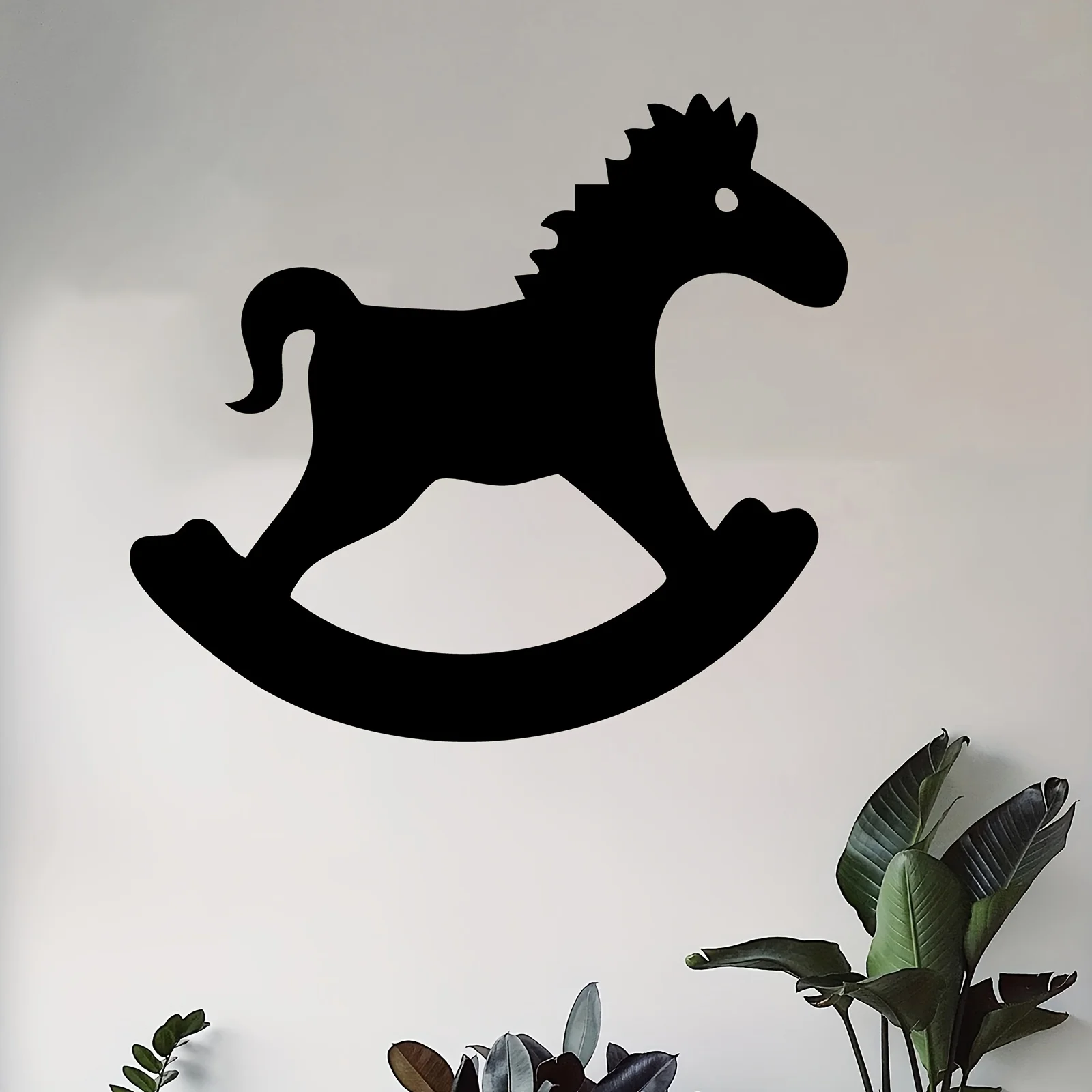 1pc Rocking Horse Metal Wall Art, Playful Kids Iron Wall Sculpture, Rust‑Proof Indoor Outdoor Nursery & Garden Fence Decor