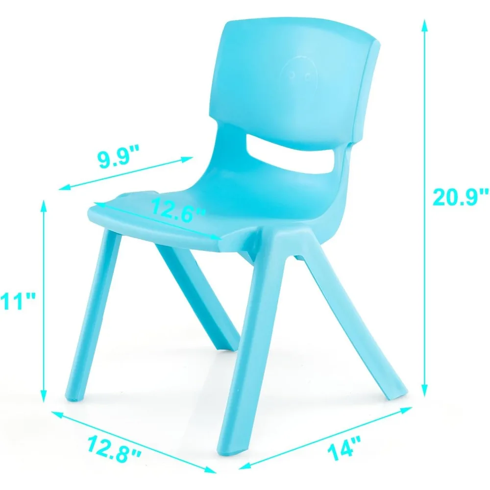 Chaises d'école empilables en plastique de qualité supérieure, chaise pour tout-petits et enfants pour la garderie, l'école, l'extérieur, la maison, 6 paquets, 11 po H