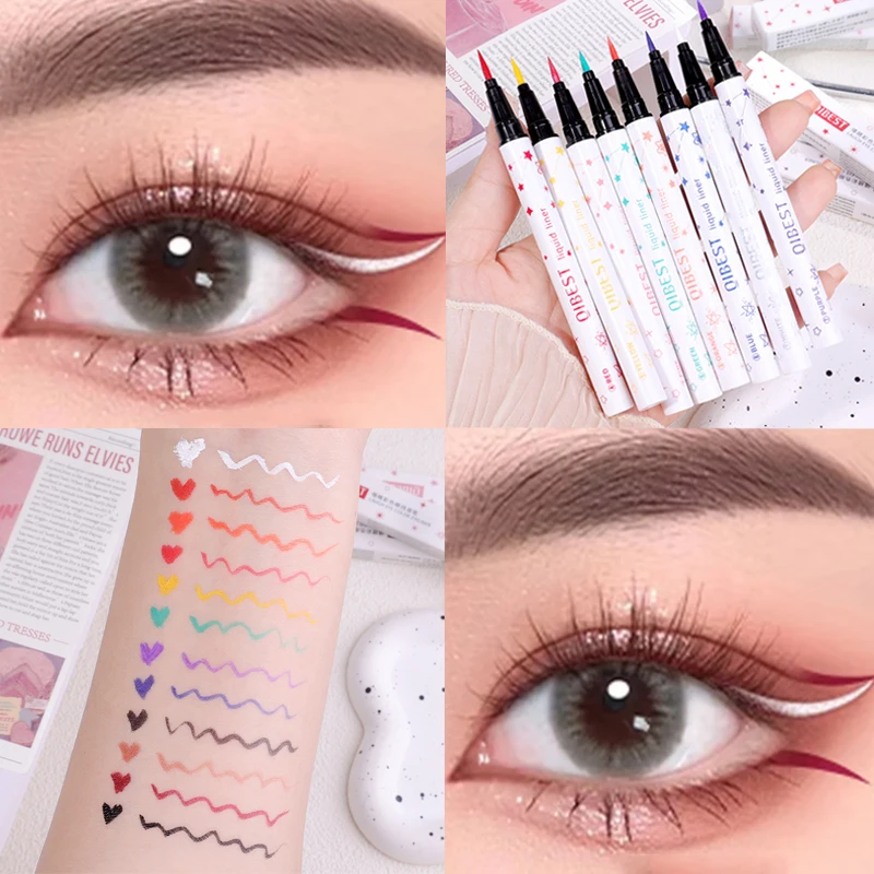 Smooth Blue Red Pink White Eyeliner Pencil Waterproof Lasting Quick Dry Ultra-thin Colorful Liquid Eye Liner Pen Makeup Cosmetic