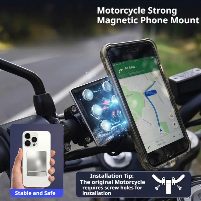 BLALION Universeller Motorrad-Handyhalter, starker magnetischer Handyhalter, GPS-Ständer für Motorradzubehör für iPhone Xiaomi