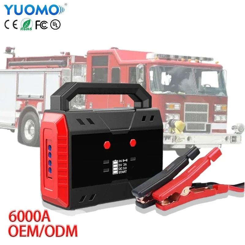 Car Truck 12 V 24 V 6000 A r High Quality Car with Light Por Starters Outdoor Emergency Jump Starter