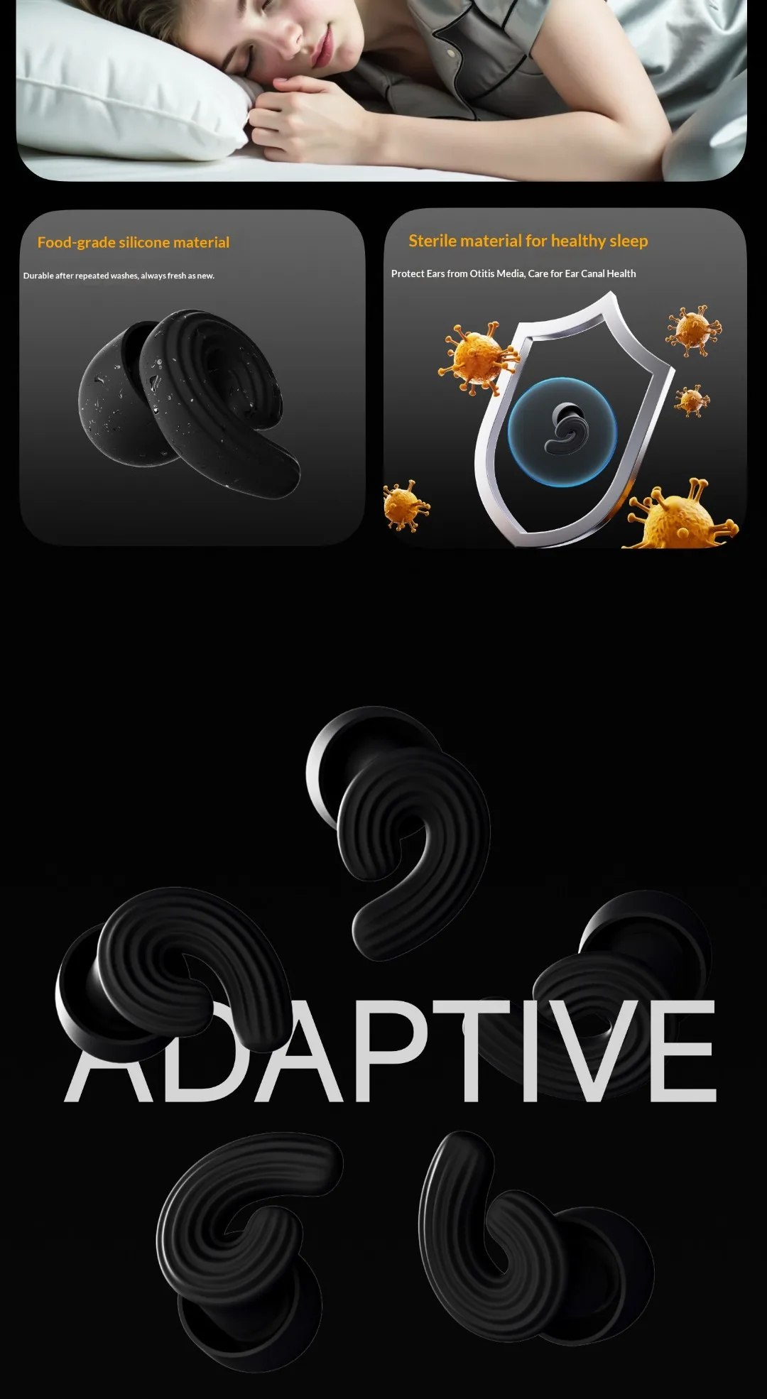 Dreamlight Adaptive Noise-Canceling Earplugs Soft Comfortable Soundproofing Protection Earplugs Set Side Sleeping Artifact