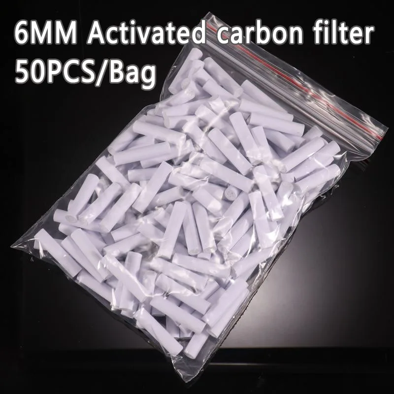 50 unids/bolsa 9mm filtros desechables para pipa de fumar 6mm filtro de carbón activado de cerámica hombres accesorios para tuberías de tabaco