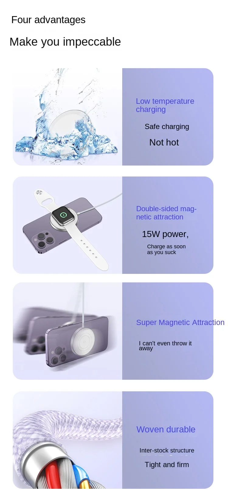 애플 기기용 마그네틱 양면 무선 충전기, 아이폰 15, 14, 13, 12, 에어팟, 아이워치 9/8, 18W 고속 충전, 3 in 1  - AliExpress