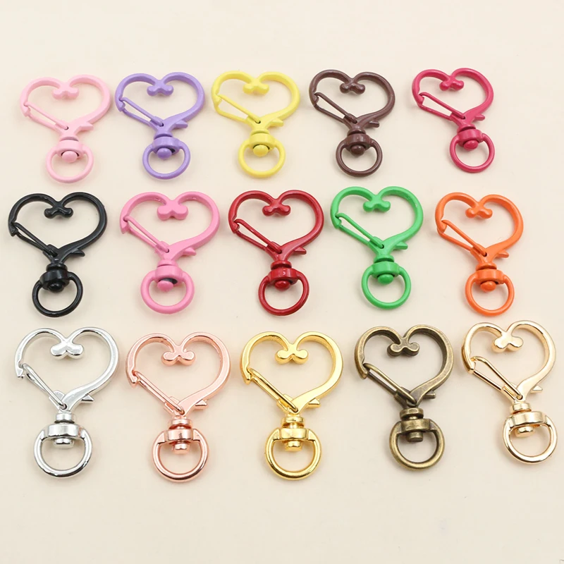 10pcs 35x24mm Heart Snap Hook Trigger Lobaster Clasp Clips Buckles For Keychain DIY Jewelry Making Accessories Findings